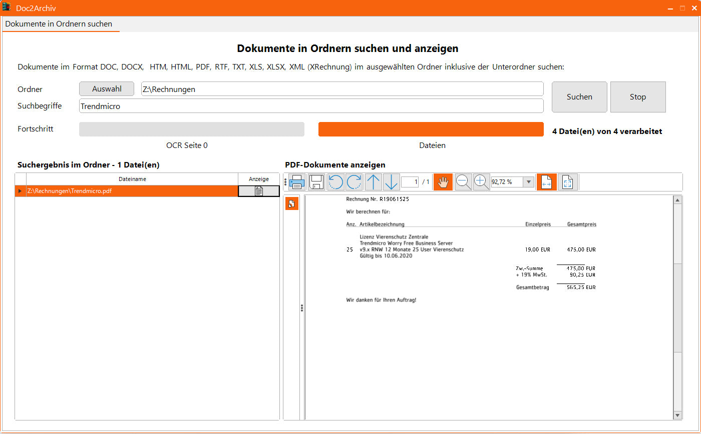 Doc2Archiv™-Lite - Ihr Helfer für's Suchen und Wiederfinden von Dokumenten