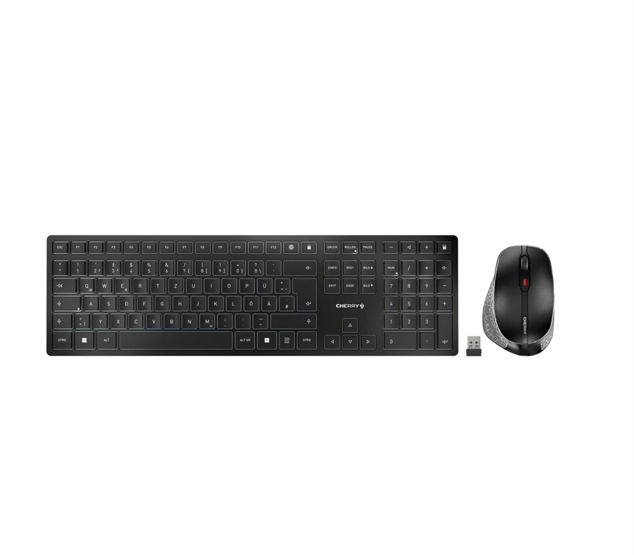 CHERRY Desktop DW 9500 SLIM DE WL AES black/grey BT Lithium Akku - wochenlange Nutzung ohne Aufladu