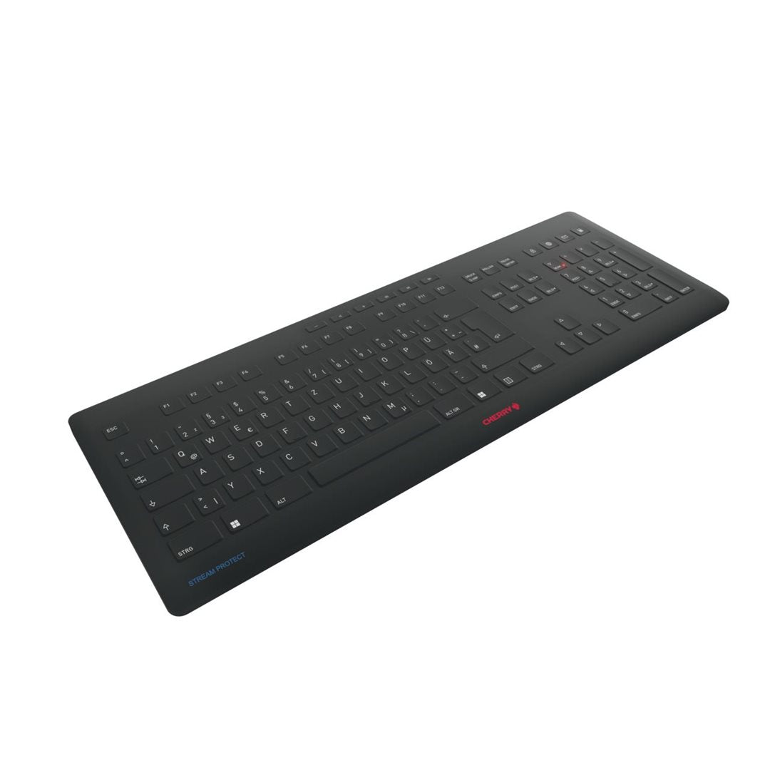 CHERRY Keyboard STREAM PROTECT WIRELESS DE black mit hochwertiger Schutzmembran