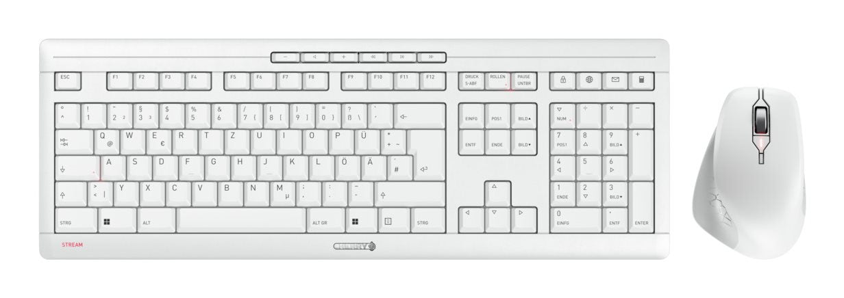 CHERRY Desktop STREAM COMFORT Wireless DE white Mouse+Keyboard, Fullsize, Silent