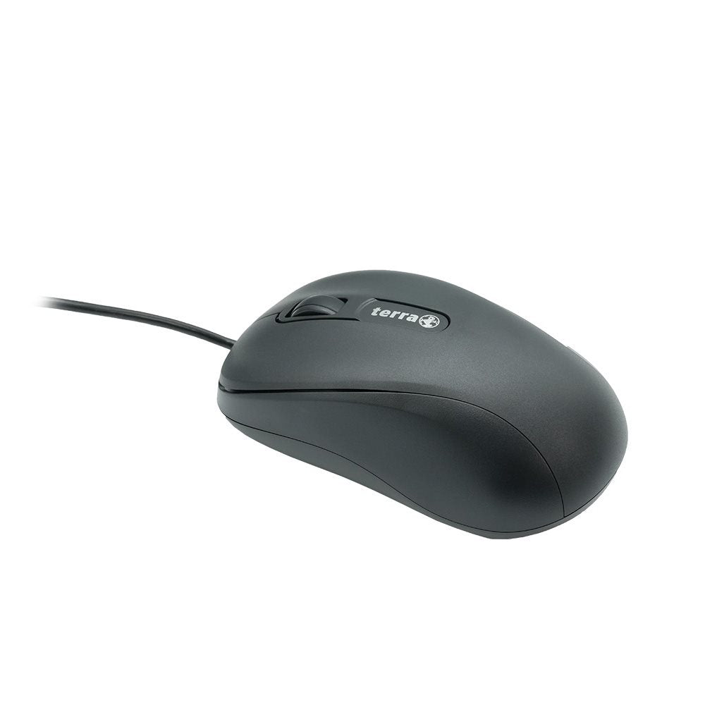 TERRA Mouse 1500 Corded USB black 3-toetsen, symmetrisch, met kabel, 1,80m