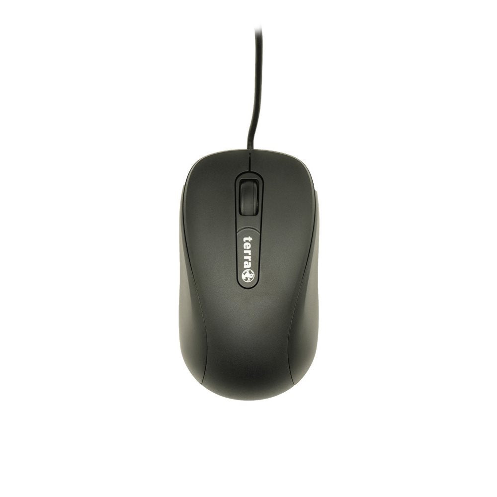 TERRA Mouse 1500 Corded USB black 3-toetsen, symmetrisch, met kabel, 1,80m