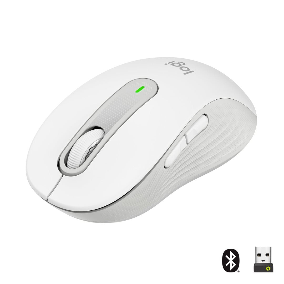Logitech Mouse M650 SIGNATURE WL (RIGHT) BOLT weiß/grau BT für kleine und mittelgroße Hände (<17,5 -