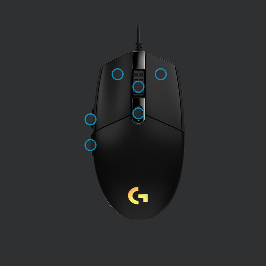 Logitech Mouse G203 Gaming black Corded