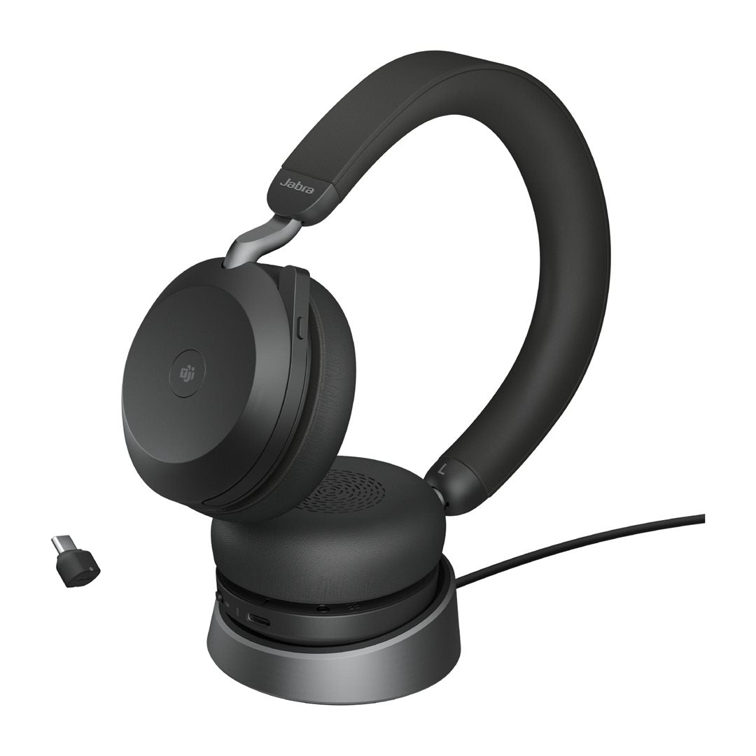 Jabra Headset Evolve2 75 USB-C MS Teams mit Ladestation black Zertifiziert für Microsoft Teams