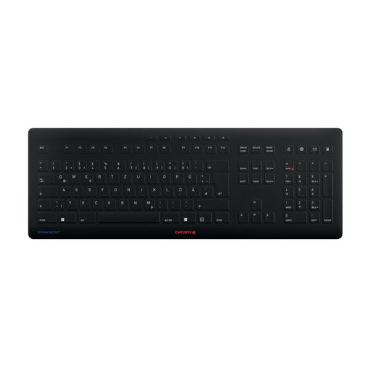 CHERRY Keyboard STREAM PROTECT WIRELESS DE black mit hochwertiger Schutzmembran