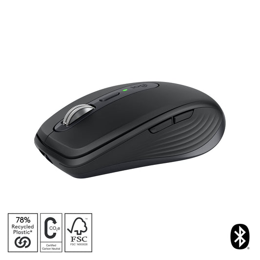 Logitech Mouse MX Anywhere 3S WL BOLT graphite BT  6 Tasten, 500 mAh Lithium-Polymer-Akku