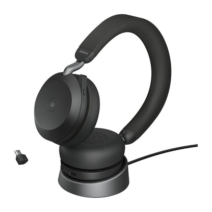Jabra Headset Evolve2 75 USB-C MS Teams mit Ladestation black Zertifiziert für Microsoft Teams